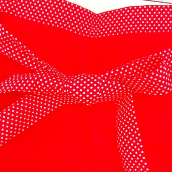 Vintage 80's Stella Olsen Red Christmas Holiday Kitchen 1/2 Apron - Picture 2 of 4